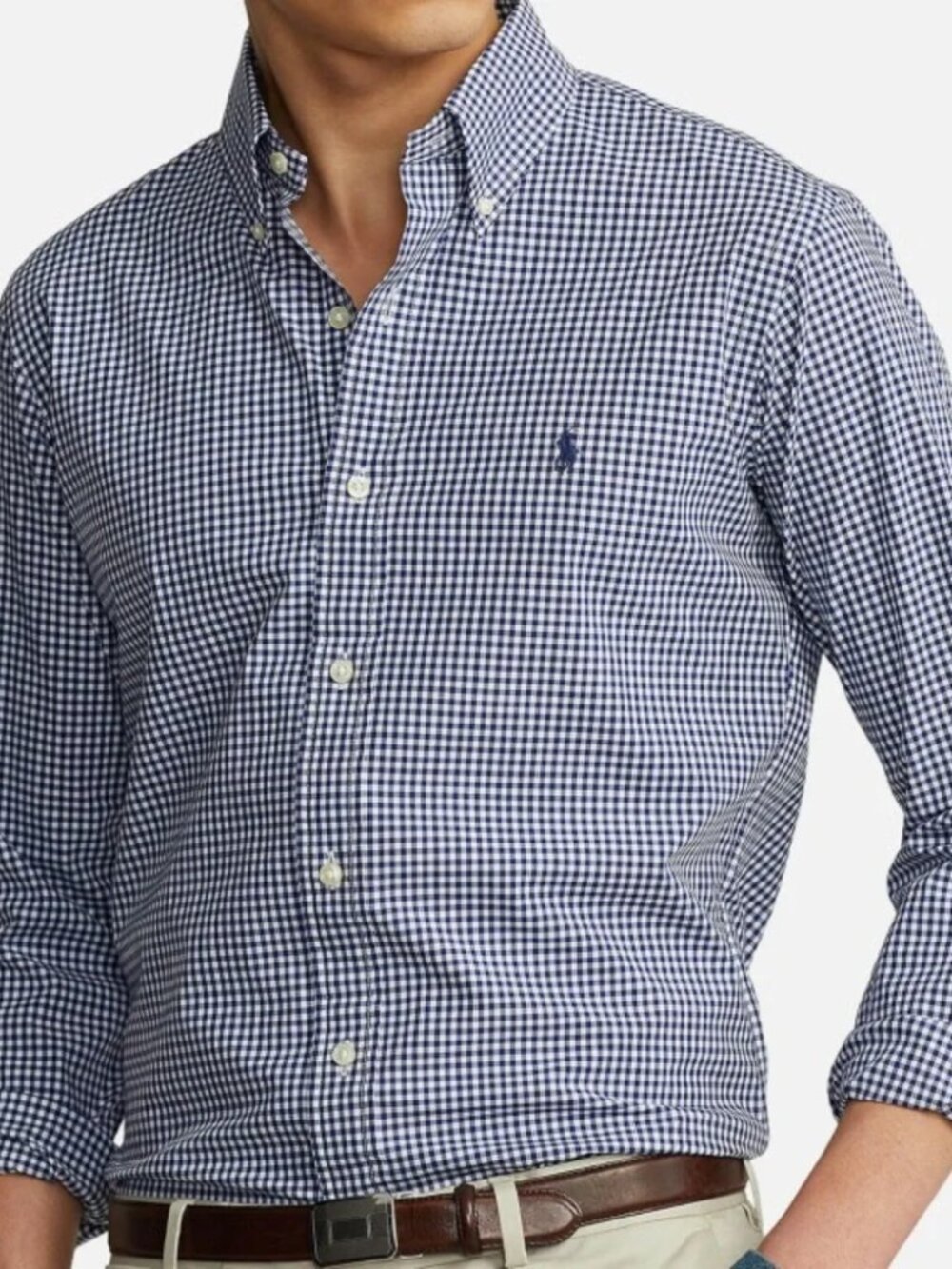 Men's Ralph Lauren Performance Classic Fit Long Sleeve Shirt Blue/White XL NWT